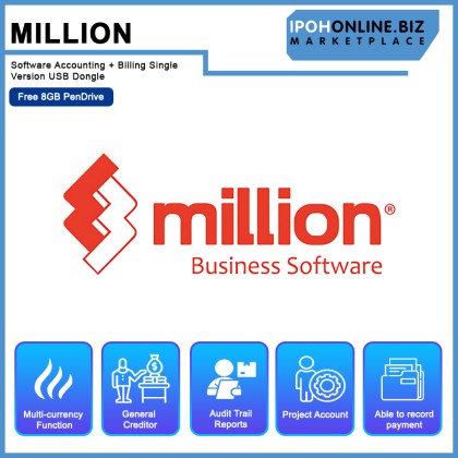 Million Software Accounting + Billing Single Version USB Dongle - Free 8GB PenDrive